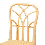 Silla de comedor de ratán marrón natural y roble, un asiento