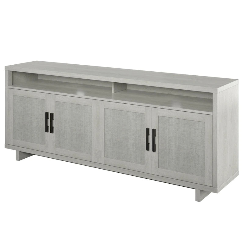 Mueble de TV Fairfax Oak, estilo de puerta Coastal Linen, apto para televisores de hasta 80"
