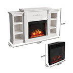 Mueble de TV de 70" con chimenea eléctrica clásica – Blanco / Marrón