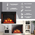 Mueble de TV de 70" con chimenea eléctrica clásica – Blanco / Marrón