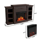 Mueble de TV de 70" con chimenea eléctrica clásica – Blanco / Marrón