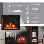 Mueble de TV de 70" con chimenea eléctrica clásica – Blanco / Marrón