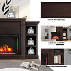 Mueble de TV de 70" con chimenea eléctrica clásica – Blanco / Marrón