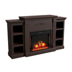 Mueble de TV de 70" con chimenea eléctrica clásica – Blanco / Marrón