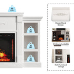 Mueble de TV de 70" con chimenea eléctrica clásica – Blanco / Marrón