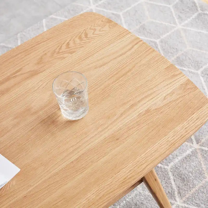 Mesa de centro de madera maciza de roble con estante de almacenamiento, 2-4 personas