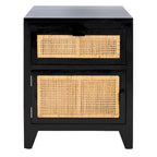 Mesita de noche costera de 1 cajón y 1 puerta - Natural / Negro / Gris azulado / Blanco