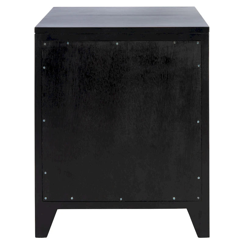 Mesita de noche costera de 1 cajón y 1 puerta - Natural / Negro / Gris azulado / Blanco