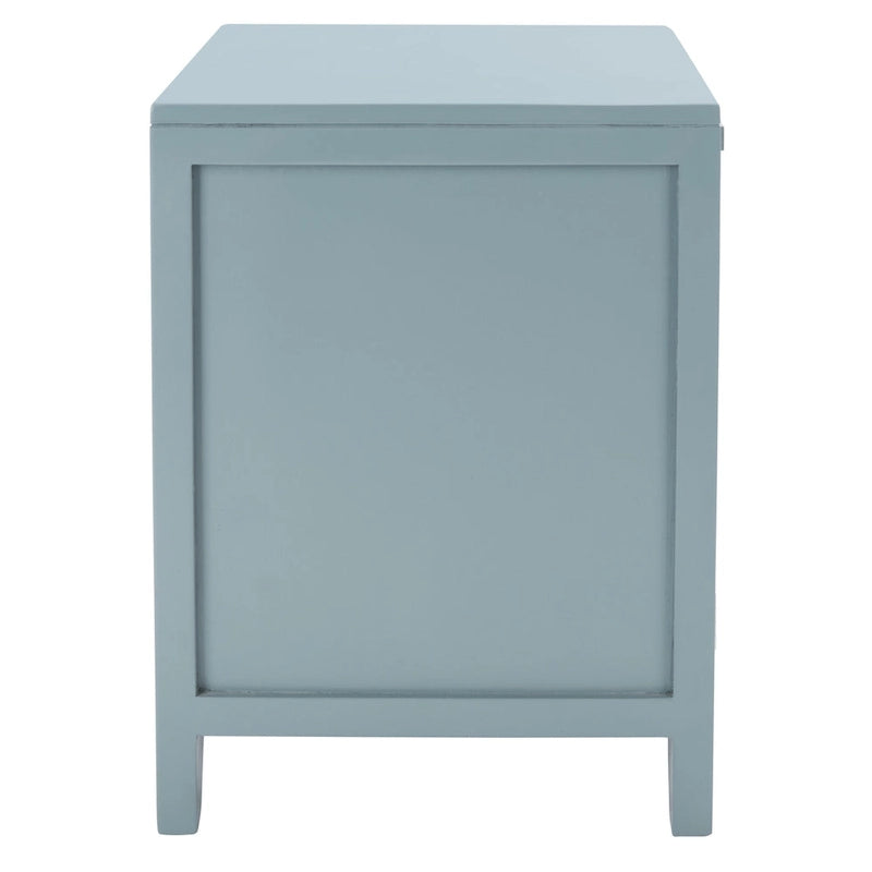 Mesita de noche costera de 1 cajón y 1 puerta - Natural / Negro / Gris azulado / Blanco