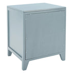 Mesita de noche costera de 1 cajón y 1 puerta - Natural / Negro / Gris azulado / Blanco