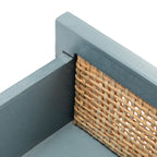 Mesita de noche costera de 1 cajón y 1 puerta - Natural / Negro / Gris azulado / Blanco