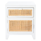 Mesita de noche costera de 1 cajón y 1 puerta - Natural / Negro / Gris azulado / Blanco