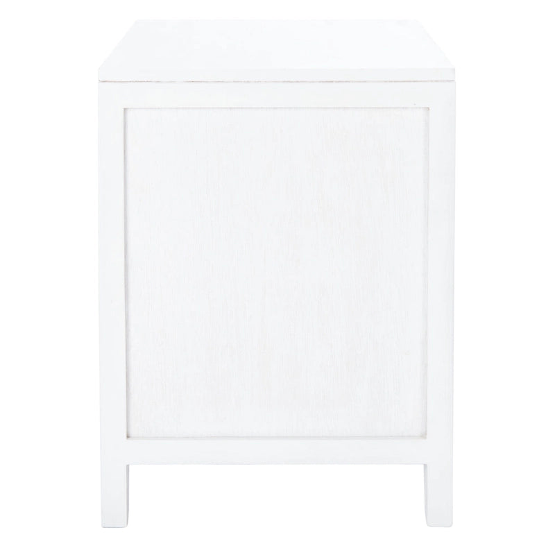 Mesita de noche costera de 1 cajón y 1 puerta - Natural / Negro / Gris azulado / Blanco