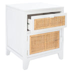 Mesita de noche costera de 1 cajón y 1 puerta - Natural / Negro / Gris azulado / Blanco