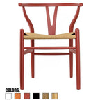 Red Modern Wood Elbow Chair Open Y Back Contemporary For Kitchen Dining Room With Woven Seat