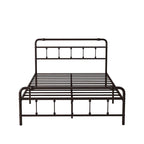 Estructura de cama de plataforma de hierro forjado negro, Queen/King, para 2 personas