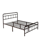 Estructura de cama de plataforma de hierro forjado negro, Queen/King, para 2 personas