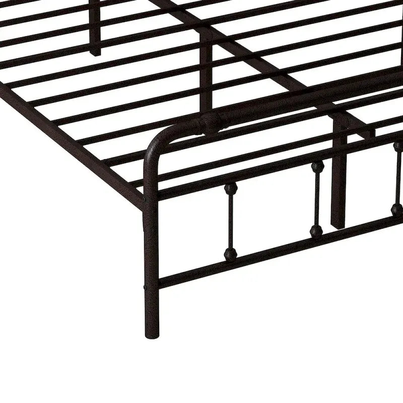 Estructura de cama de plataforma de hierro forjado negro, Queen/King, para 2 personas