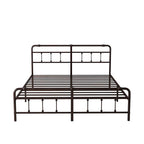 Estructura de cama de plataforma de hierro forjado negro, Queen/King, para 2 personas
