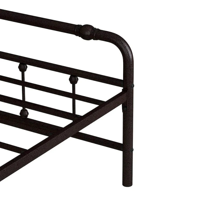 Estructura de cama de plataforma de hierro forjado negro, Queen/King, para 2 personas
