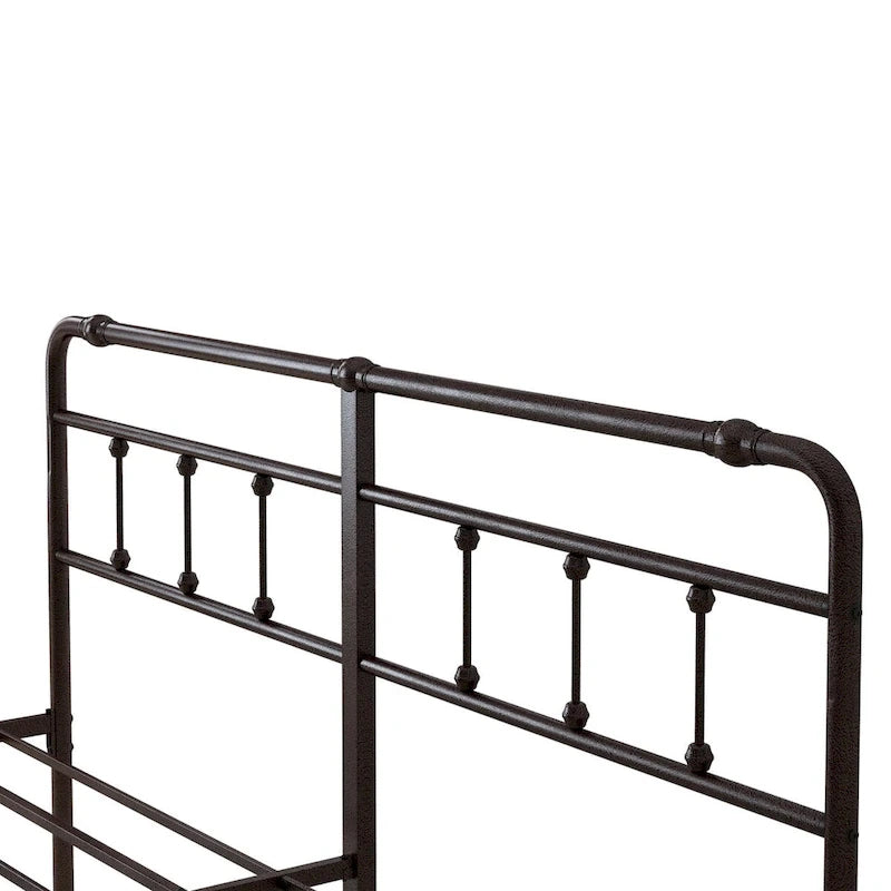 Estructura de cama de plataforma de hierro forjado negro, Queen/King, para 2 personas