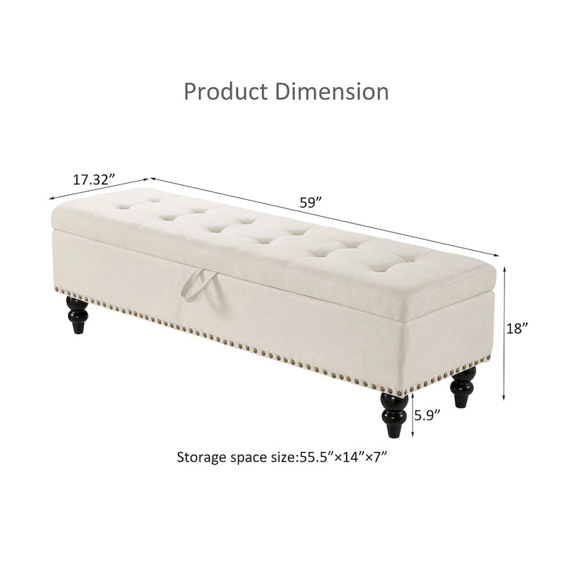 Banco otomano de almacenaje de 2 plazas azul/gris/beige