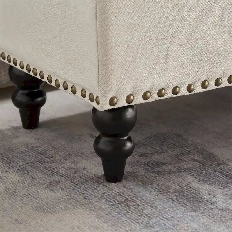 Banco otomano de almacenaje de 2 plazas azul/gris/beige