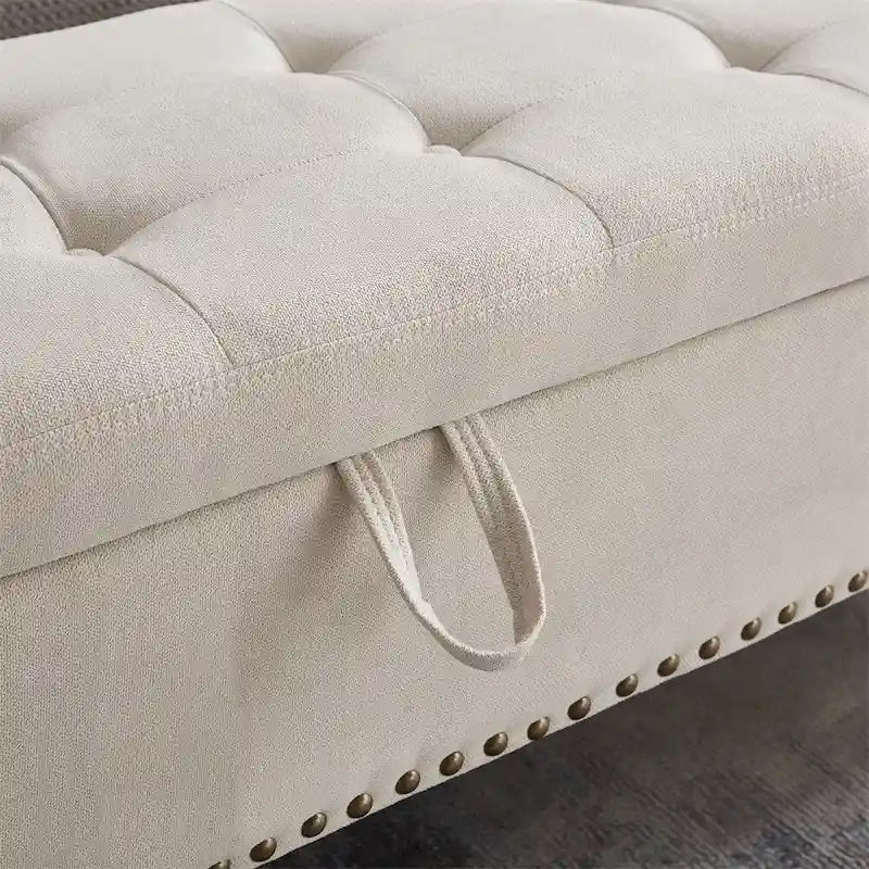 Banco otomano de almacenaje de 2 plazas azul/gris/beige