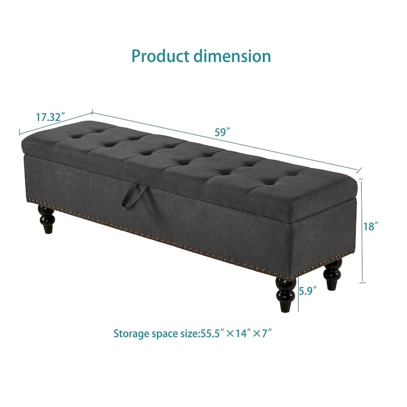 Banco otomano de almacenaje de 2 plazas azul/gris/beige