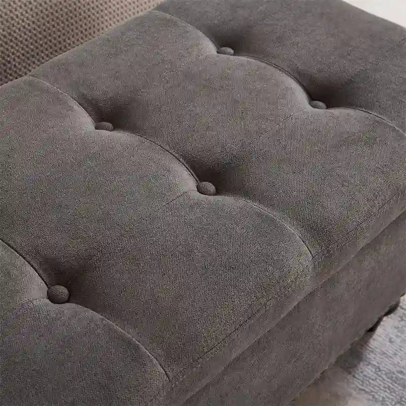 Banco otomano de almacenaje de 2 plazas azul/gris/beige