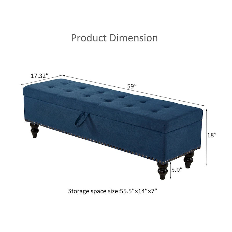 Banco otomano de almacenaje de 2 plazas azul/gris/beige