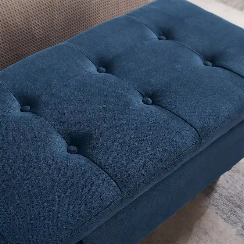 Banco otomano de almacenaje de 2 plazas azul/gris/beige