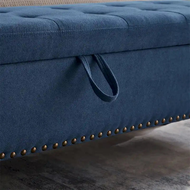 Banco otomano de almacenaje de 2 plazas azul/gris/beige