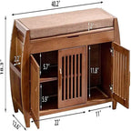 Banco Zapatero de Bambú Marrón / Marrón Nuez, 1 Asiento