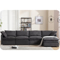 Sofá seccional gris y beige con chaise, 4 asientos