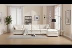 Sofá seccional gris y beige con chaise, 4 asientos