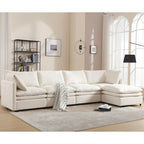 Sofá seccional gris y beige con chaise, 4 asientos