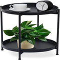 Mesa auxiliar metálica plegable de 2 niveles negra/blanca/amarilla/dorada/azul para 1 persona