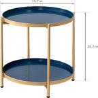 Mesa auxiliar metálica plegable de 2 niveles negra/blanca/amarilla/dorada/azul para 1 persona