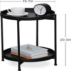 Mesa auxiliar metálica plegable de 2 niveles negra/blanca/amarilla/dorada/azul para 1 persona