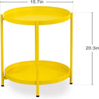 Mesa auxiliar metálica plegable de 2 niveles negra/blanca/amarilla/dorada/azul para 1 persona