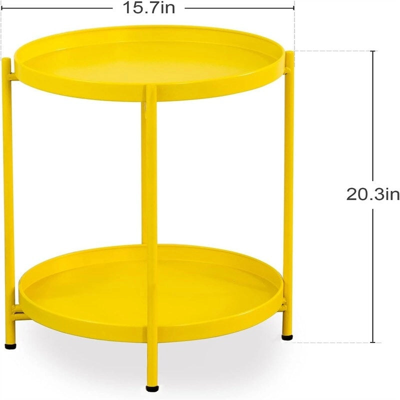 Mesa auxiliar metálica plegable de 2 niveles negra/blanca/amarilla/dorada/azul para 1 persona