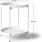 Mesa auxiliar metálica plegable de 2 niveles negra/blanca/amarilla/dorada/azul para 1 persona