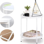 Mesa auxiliar metálica plegable de 2 niveles negra/blanca/amarilla/dorada/azul para 1 persona