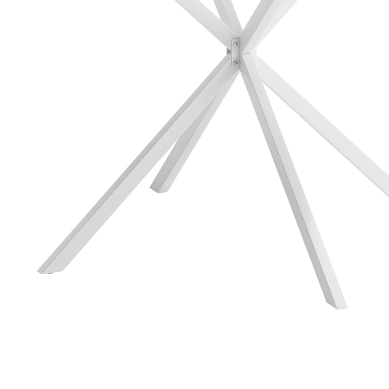 Mesa de comedor redonda con patas cruzadas de 42" para 2-4 personas – Negro mate / Negro / Blanco mármol / Blanco
