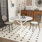 Mesa de comedor redonda con patas cruzadas de 42" para 2-4 personas – Negro mate / Negro / Blanco mármol / Blanco