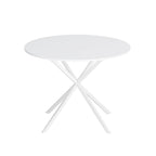 Mesa de comedor redonda con patas cruzadas de 42" para 2-4 personas – Negro mate / Negro / Blanco mármol / Blanco