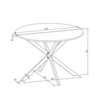 Mesa de comedor redonda con patas cruzadas de 42" para 2-4 personas – Negro mate / Negro / Blanco mármol / Blanco