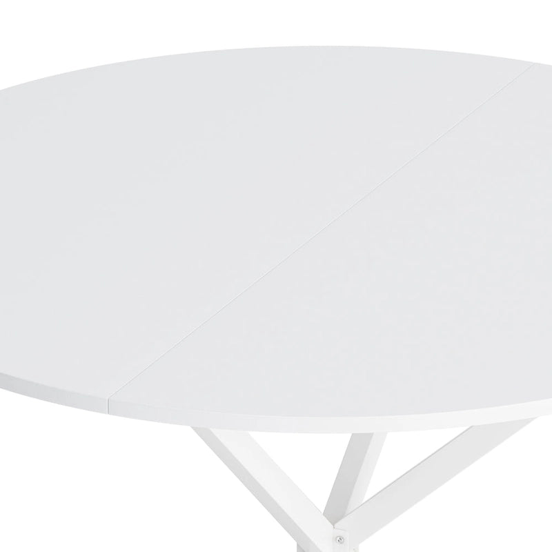 Mesa de comedor redonda con patas cruzadas de 42" para 2-4 personas – Negro mate / Negro / Blanco mármol / Blanco