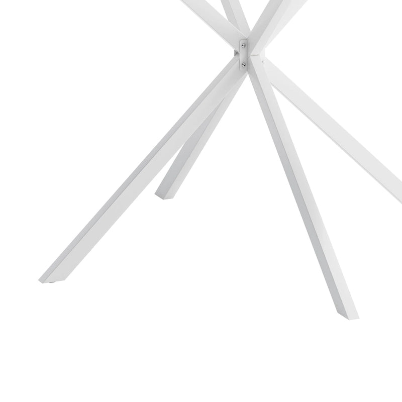 Mesa de comedor redonda con patas cruzadas de 42" para 2-4 personas – Negro mate / Negro / Blanco mármol / Blanco